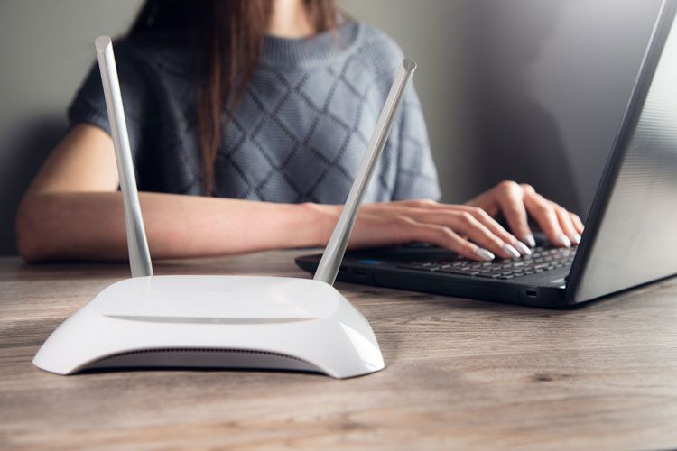 business woman working on her laptop