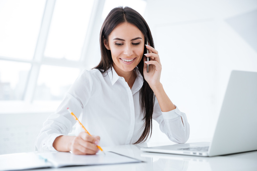 VoIP phone on a desk